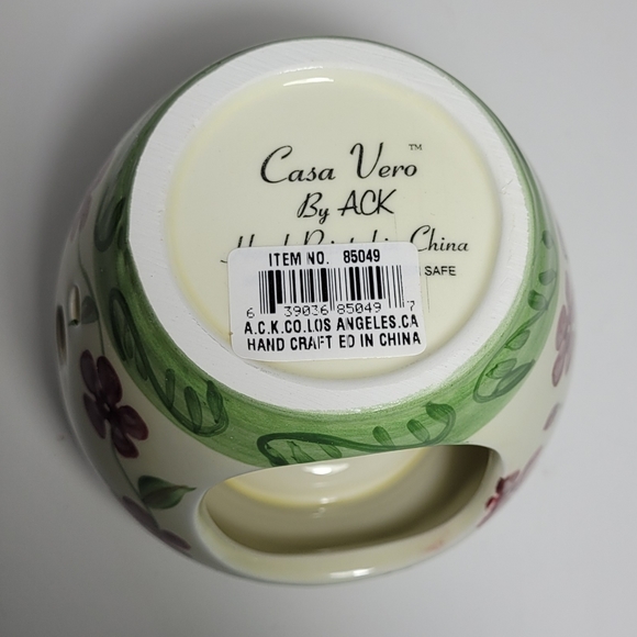 Lovely Handpainted Floral Butterfly Candle Wax Warmer Casa Vero by ACK NWT - Picture 5 of 9